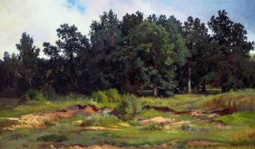 robledal en un día gris 1873 paisaje clásico Ivan Ivanovich árboles Pinturas al óleo